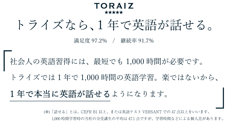 トライズなら英語は1年でマスターできます